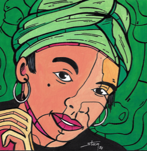 Projet "ELLES ONT TOUTES UN GRAIN !", peintures à l'acrylique, 30x30 cm par STOON 2024.