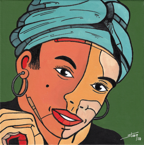 Projet "ELLES ONT TOUTES UN GRAIN !", peintures &agrave; l'acrylique, 30x30 cm par STOON 2024.
